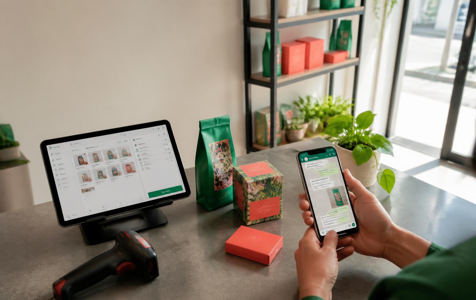 Comercio usando punto de venta y atención por WhatsApp